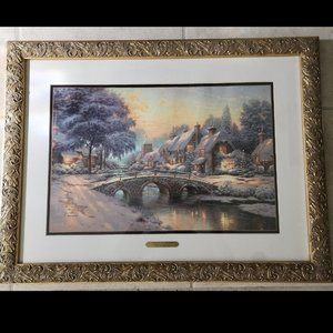 Thomas Kinkade Cobblestone Christmas 29"x22" Painting